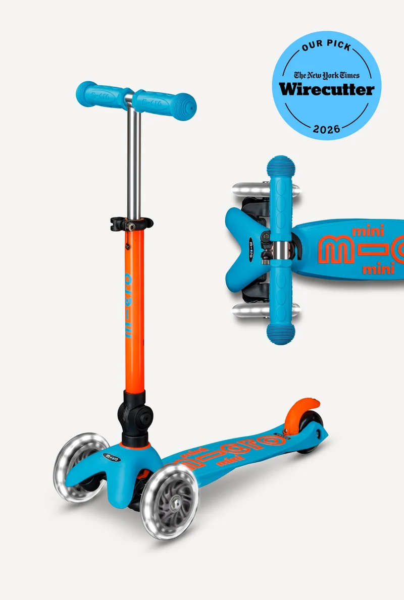 Mini Foldable LED Micro Scooter Navy and Orange Neon