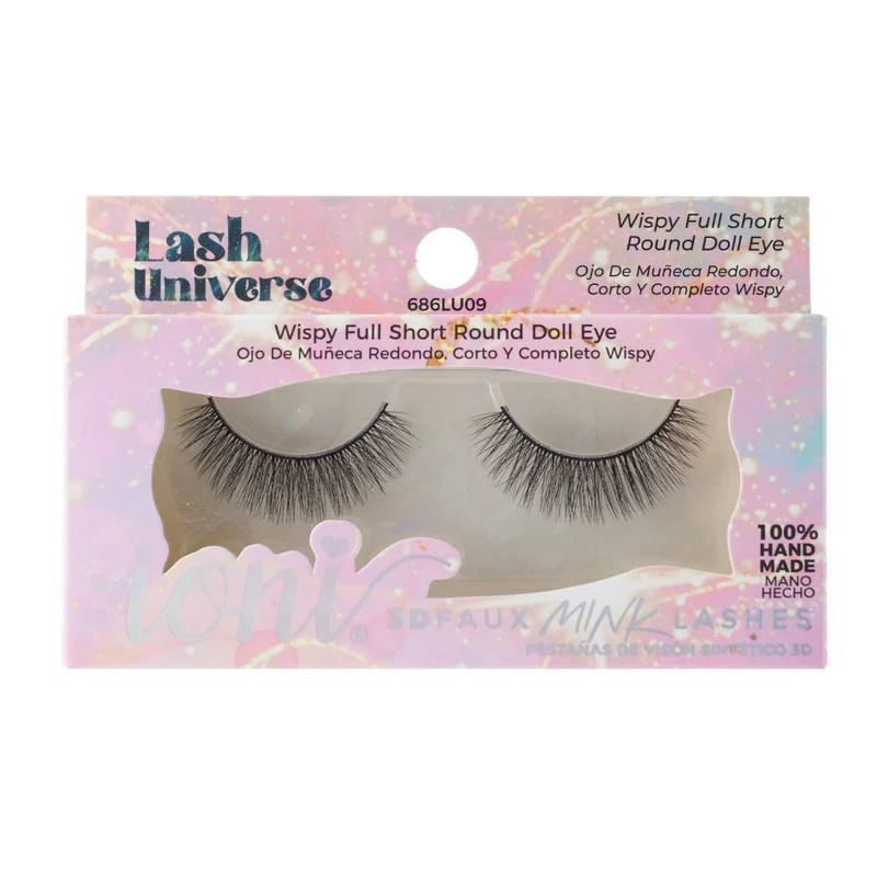Wispy Full Short Round Doll Eye Eyelashes, Lash Universe Eyelashes, 1 Count