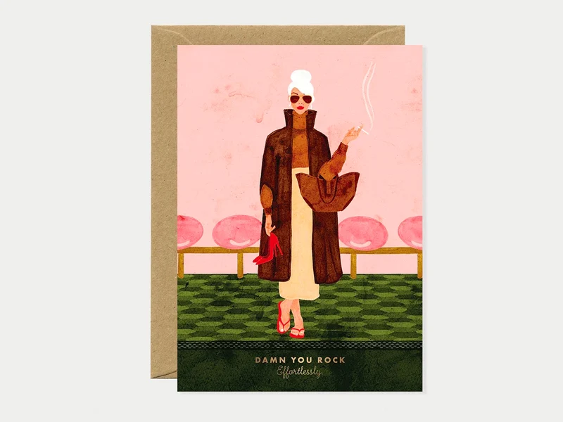 Carte de voeux Damn You Rock illustrée avec dorure - ATWS