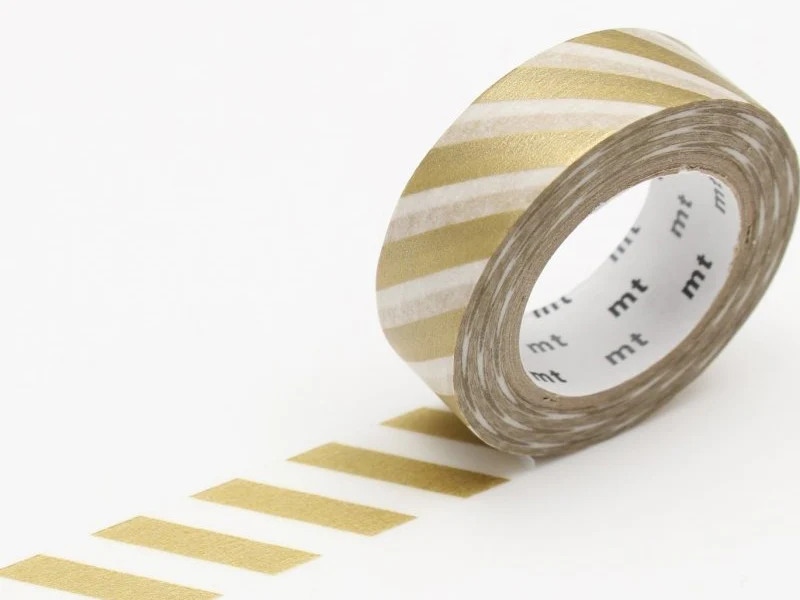 Masking tape washi motif - Rayures dorées