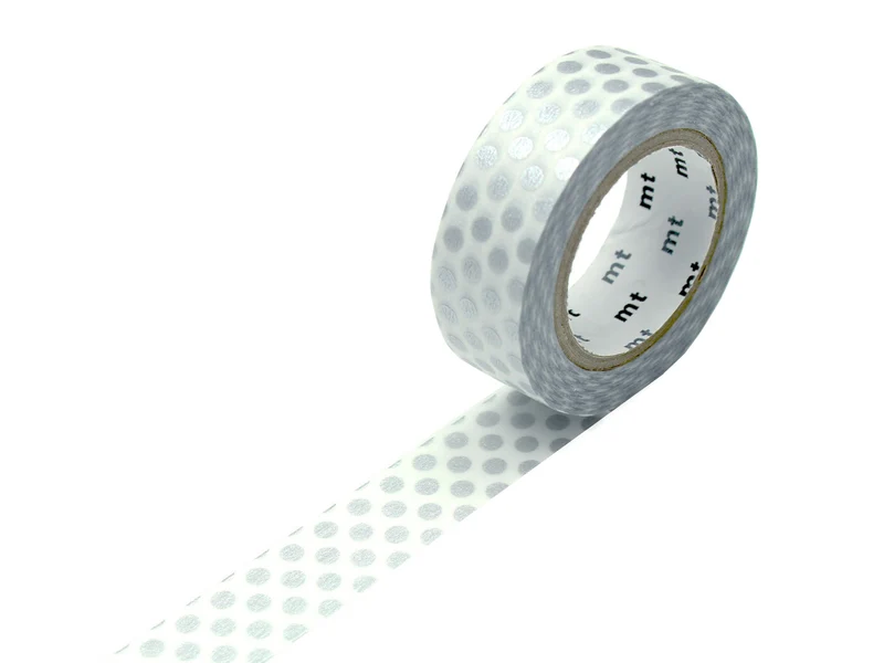 Masking tape washi motif - Pois argentés
