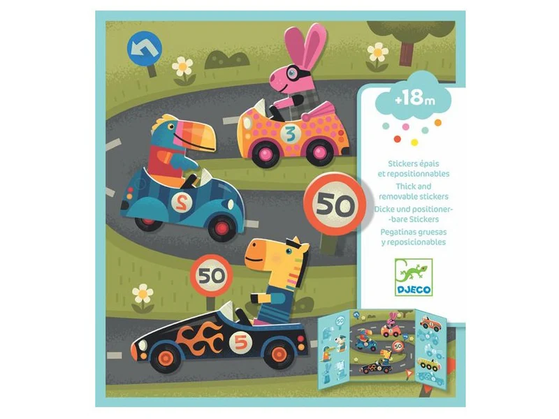 Stickers épais repositionnables Les voitures – Djeco