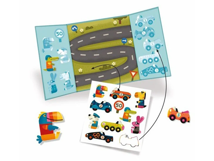 Stickers épais repositionnables Les voitures – Djeco