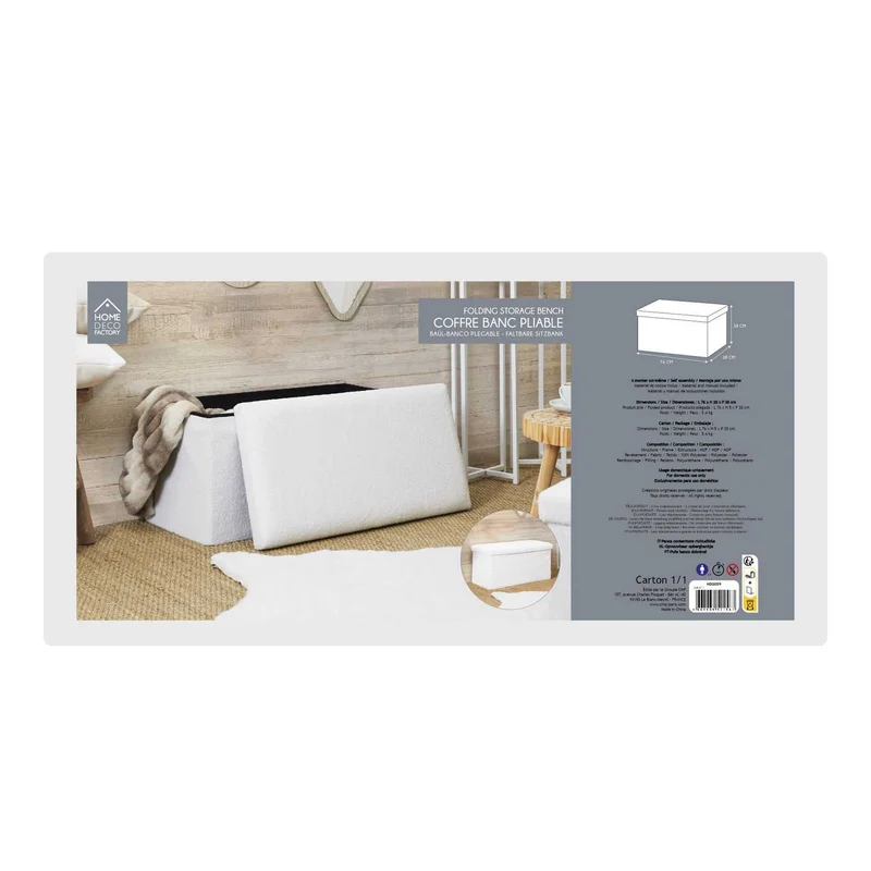 COFFRE BANC PLIABLE BOUCLETTE BLANC