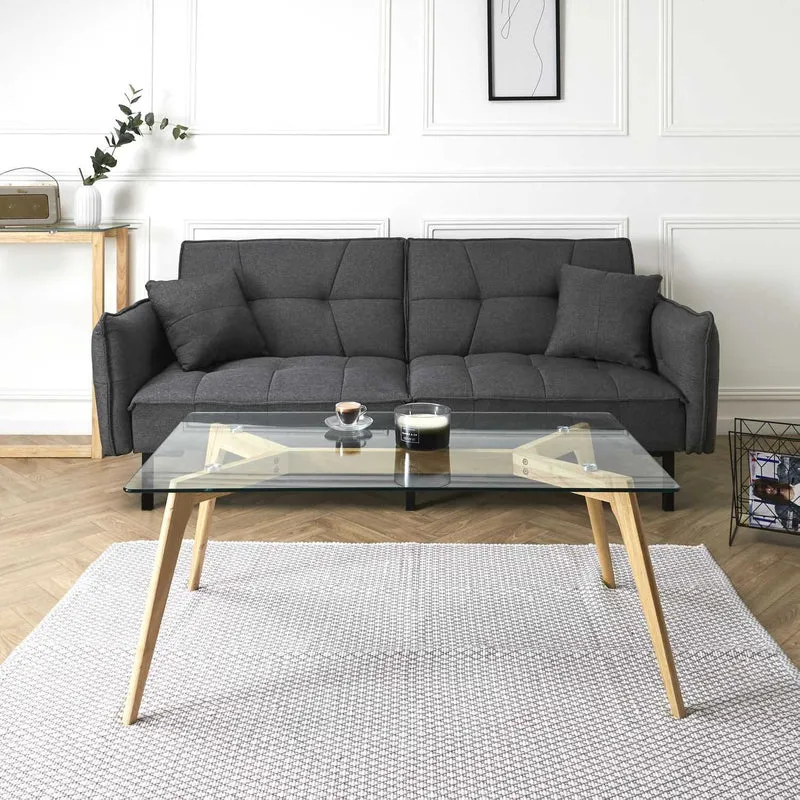 TABLE RECTANGULAIRE EN VERRE 110X60X45CM