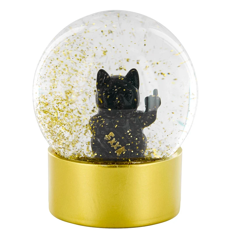 BOULE A NEIGE CHAT F*CK YOU 10 CM NOIR