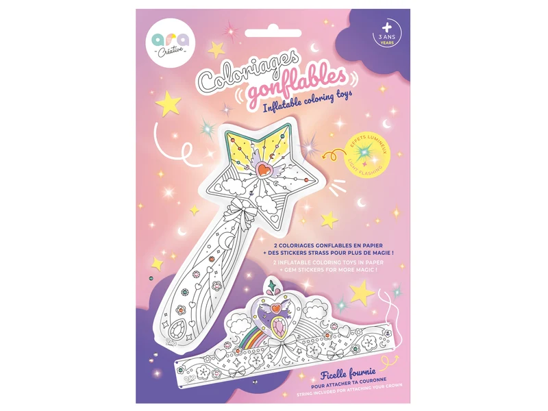 Coloriages gonflables - Couronne et baguette magique - Ara Créative