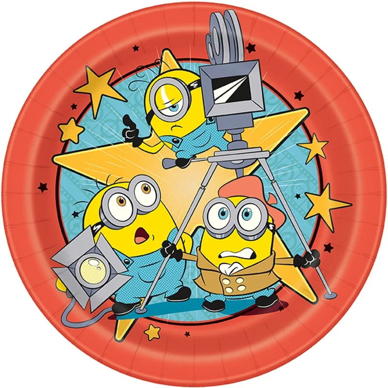 Minions Birthday Party Large Round Lunch Paper Plates, 9 Inches, 8 Count