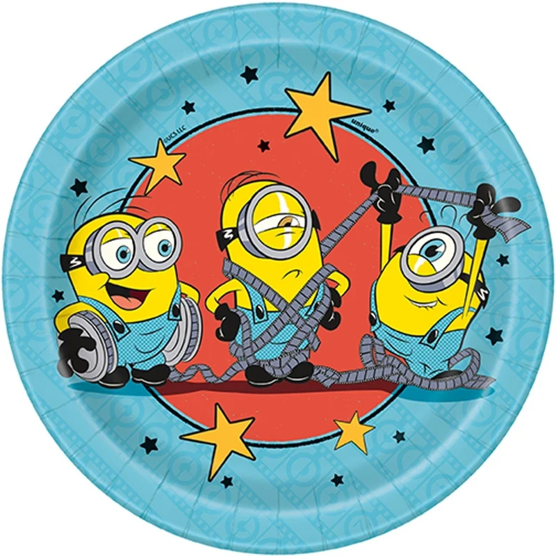 Minions Birthday Party Small Round Dessert Paper Plates, 7 Inches, 8 Count