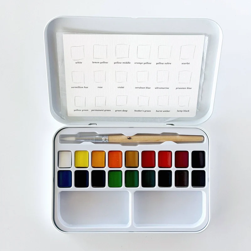 Watercolor paint set 18 colors with brush