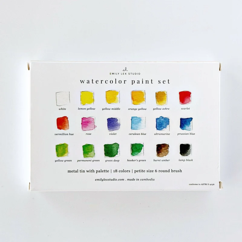 Watercolor paint set 18 colors with brush