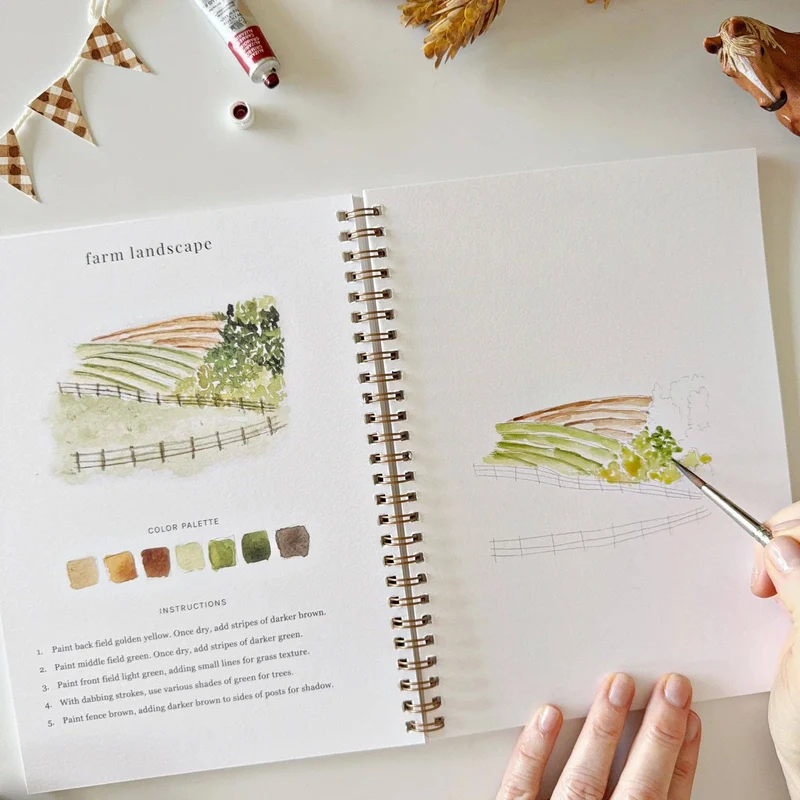 Farm watercolor workbook