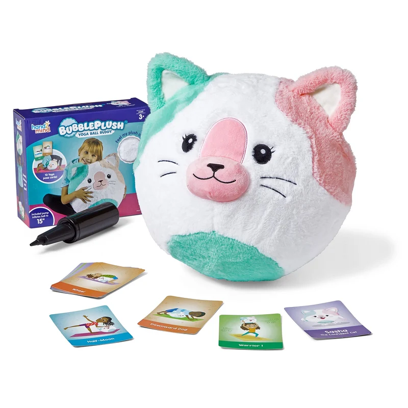 hand2mind BubblePlush Yoga Ball Buddy Cat