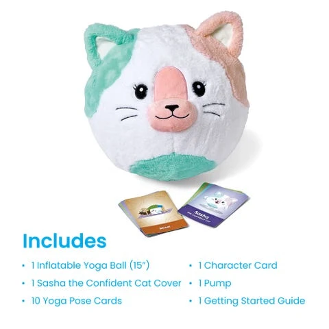 hand2mind BubblePlush Yoga Ball Buddy Cat