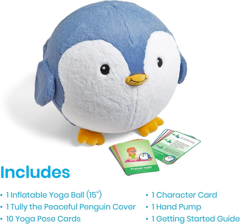 hand2mind Penguin BubblePlush 15in Yoga Ball Toy
