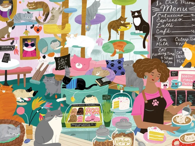Puzzle Café à Chats 1000 pièces – Pieces & Peace