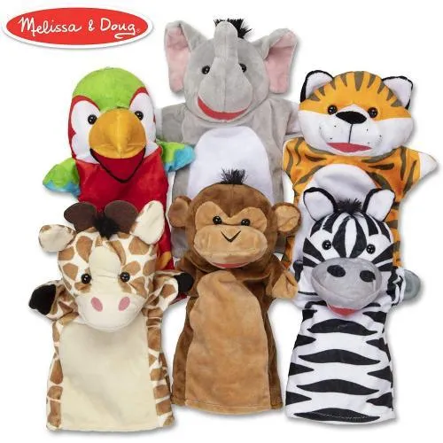 Melissa & Doug Puppets Safari Animals (Set of 6) / Marionnettes Animaux du Safari (Lot de 6)