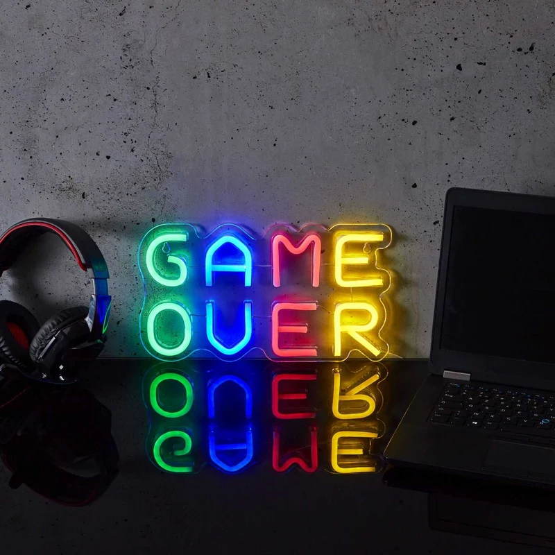 LAMPE LED EFFET NEON GAME OVER USB