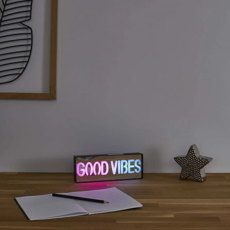 LAMPE LED EFFET NEON GOOD VIBES A PILES 4
