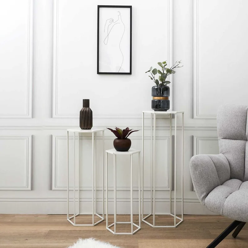 SELLETTE GIGOGNE METAL BLANC - LOT DE 3