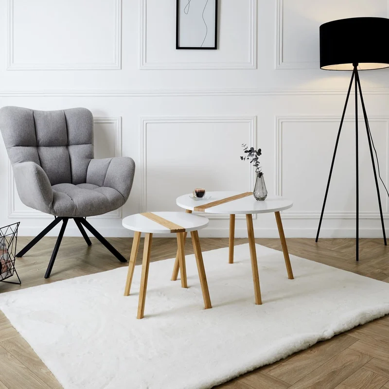 TABLE GIGOGNE BICOLORE RELIEF BLANC X2