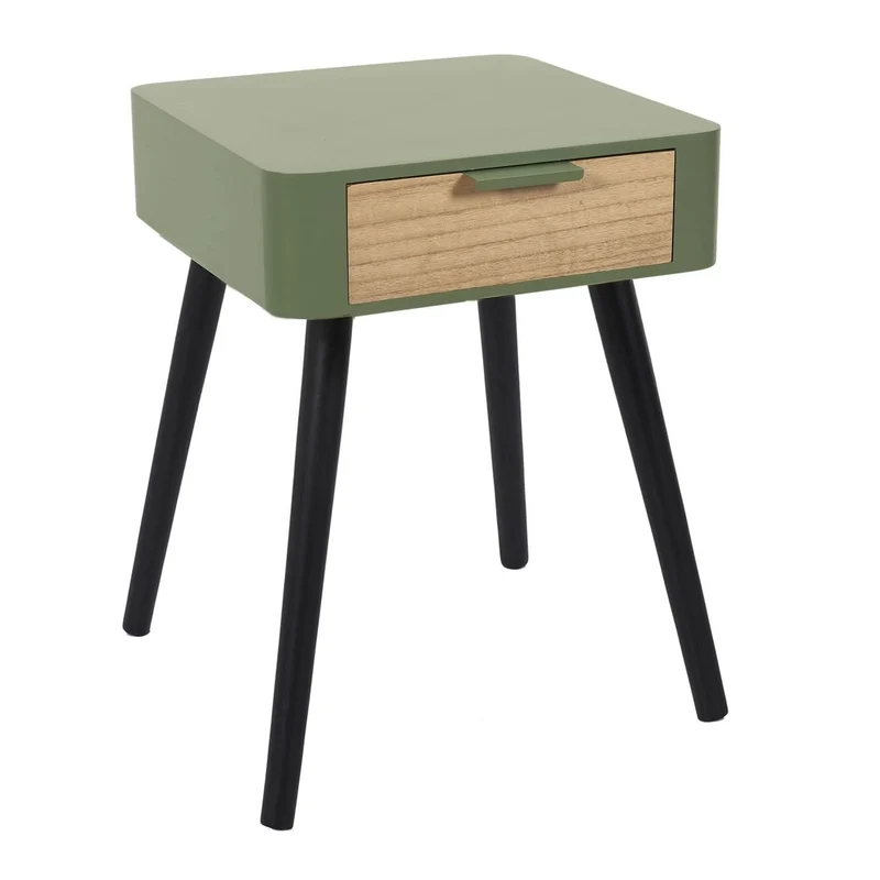 CHEVET 1 TIROIR EN BOIS VERT KAKI