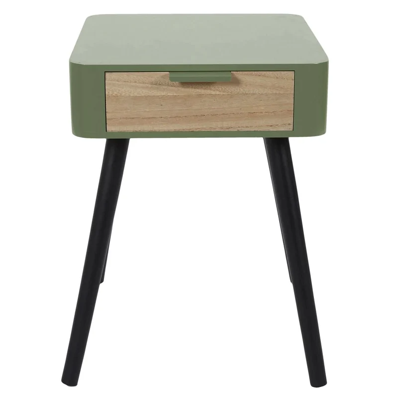 CHEVET 1 TIROIR EN BOIS VERT KAKI