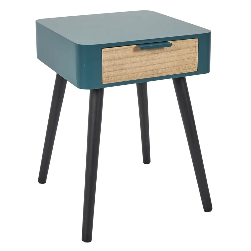 CHEVET 1 TIROIR EN BOIS BLEU CANARD