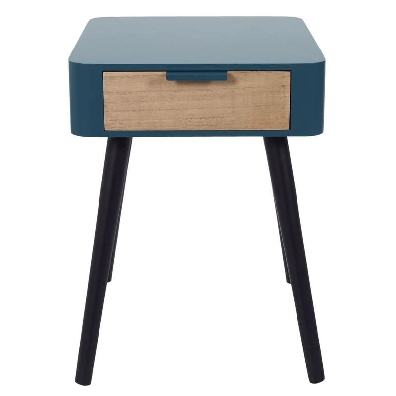 CHEVET 1 TIROIR EN BOIS BLEU CANARD
