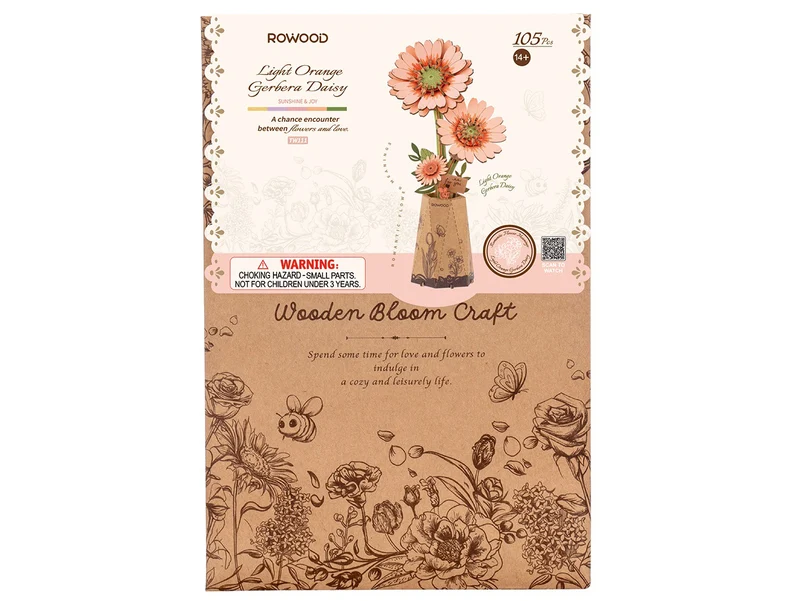 Maquette fleur miniature - Gérbera orange clair (Light Orange Gerbera) - Rowood
