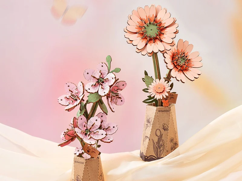 Maquette fleur miniature - Gérbera orange clair (Light Orange Gerbera) - Rowood