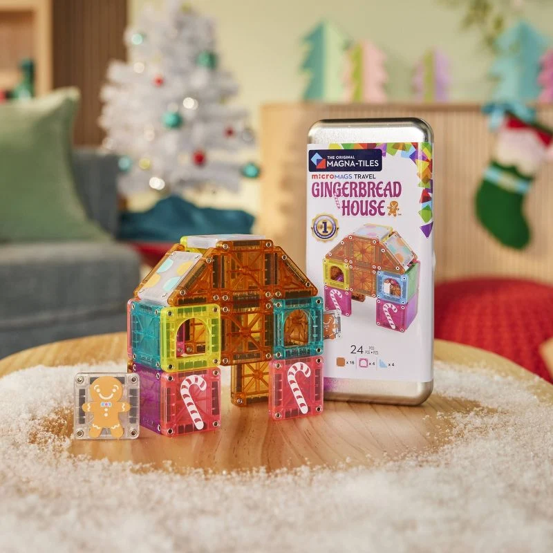 MAGNA-TILES MicroMAGS Travel Gingerbread House Toy Set