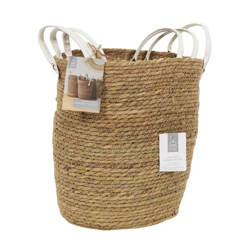 PANIER TRESSE ANSES SIMILI - LOT DE 3