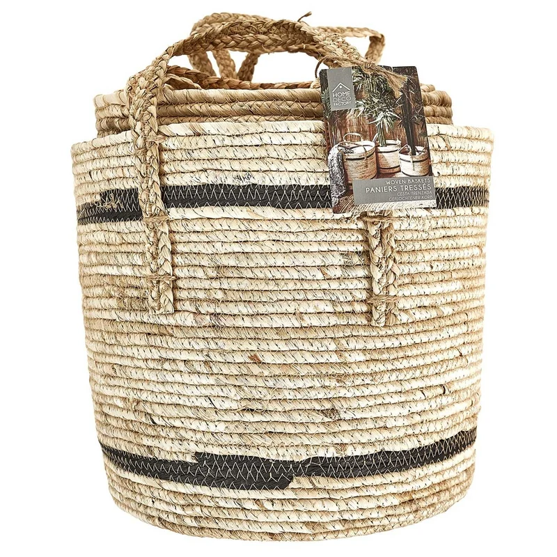 PANIER BICOLORE FIBRE DE MAIS - LOT DE 3