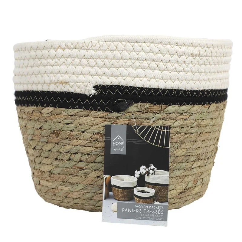CORBEILLE TRESSEE ET COTON - LOT DE 3