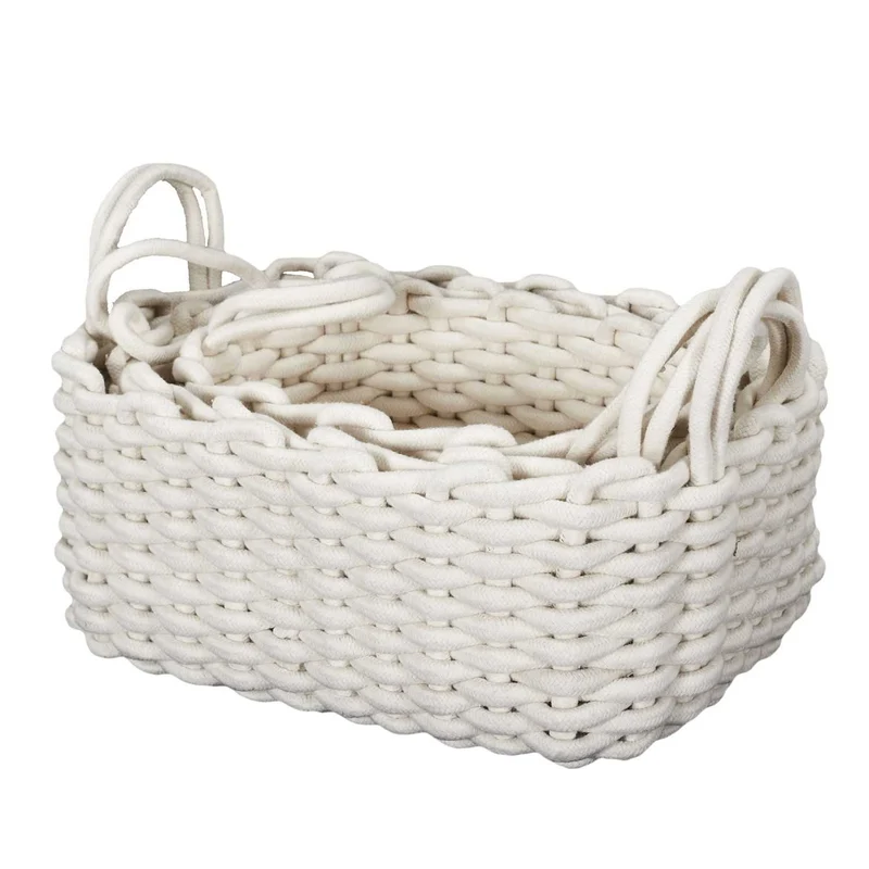 PANIER TRICOT BLANC - LOT DE 3