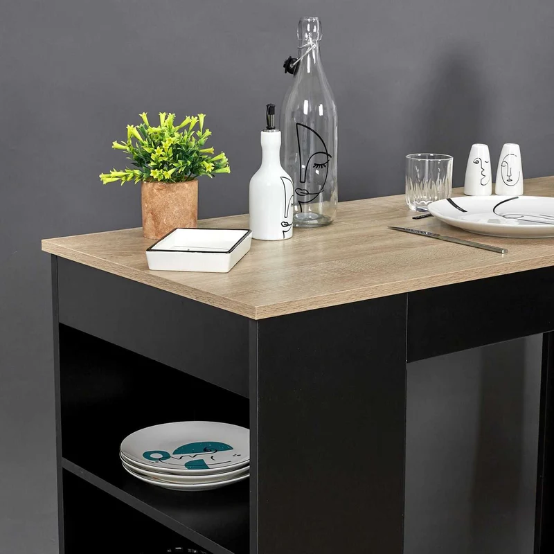TABLE DE BAR MANGE DEBOUT ETAGERES CHEERS NOIR