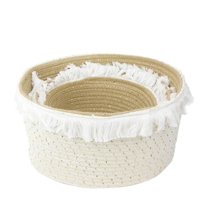 PANIER RANGEMENT A FRANGE ET FIBRE DORE - LOT DE 3