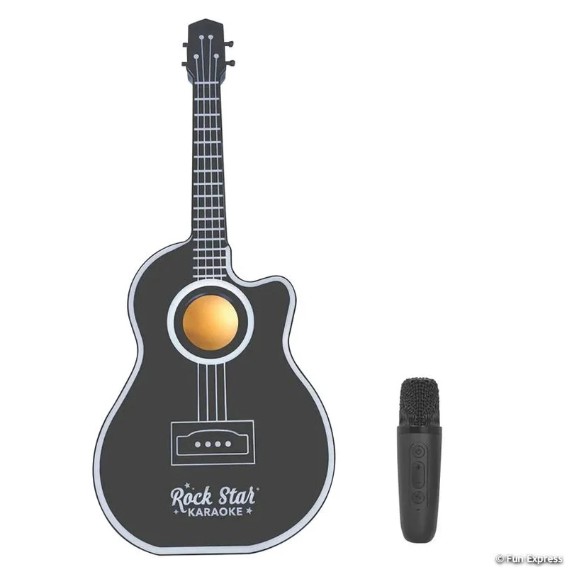 Rock Star Karaoke Light-Up LED Guitar Speaker with Microphone
