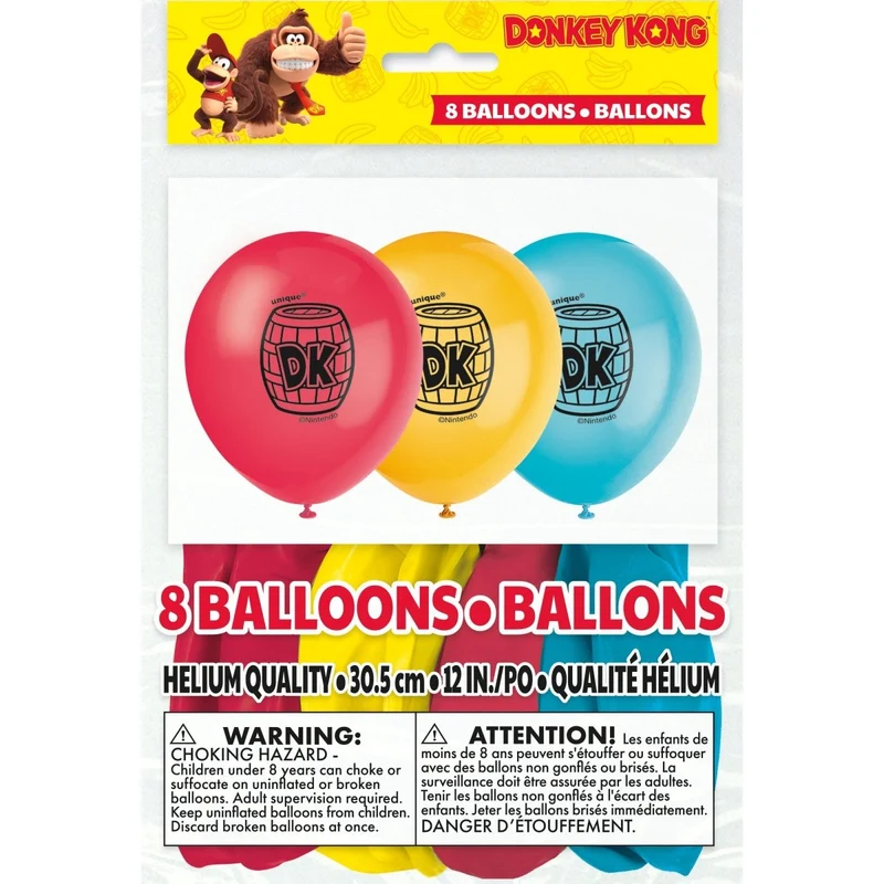 Donkey Kong Latex Balloons, Nintendo, 12 Inches, 8 Count