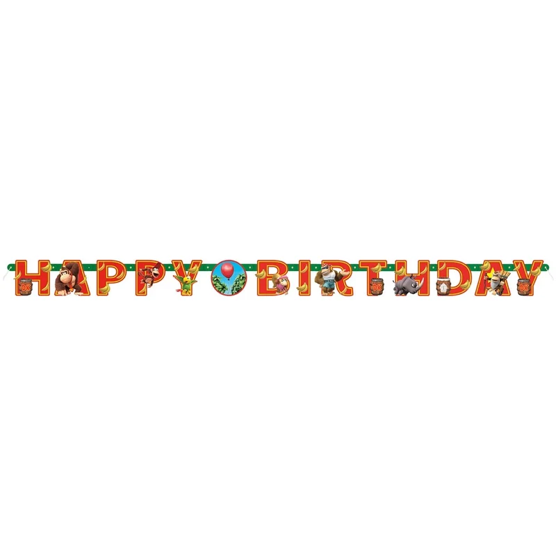 Donkey Kong "Happy Birthday" Jointed Paper Banner, 1 Count