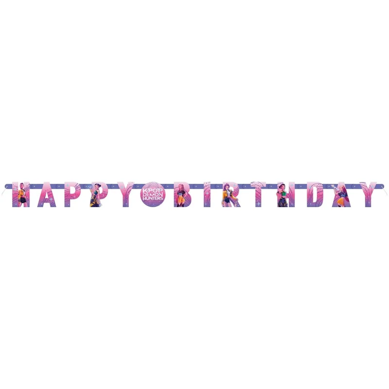 KPop Demon Hunters "Happy Birthday" Jointed Banner, 1 Count