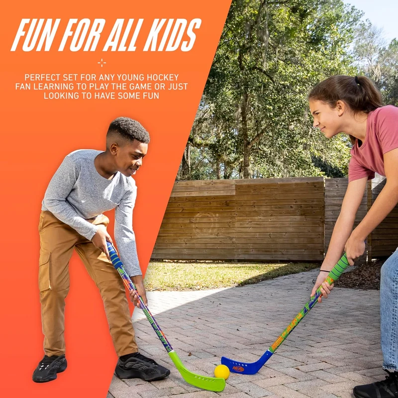 Franklin Sports NERF Proshot Hockey Sticks Toy Set Blue/Green