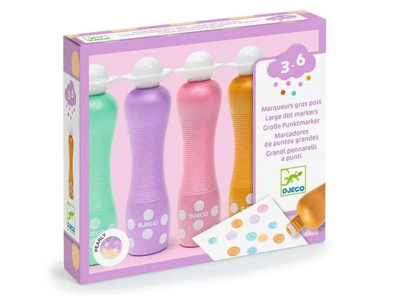 4 Marqueurs gros pois Pearly - Djeco
