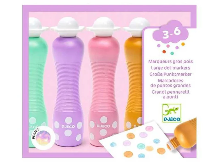 4 Marqueurs gros pois Pearly - Djeco