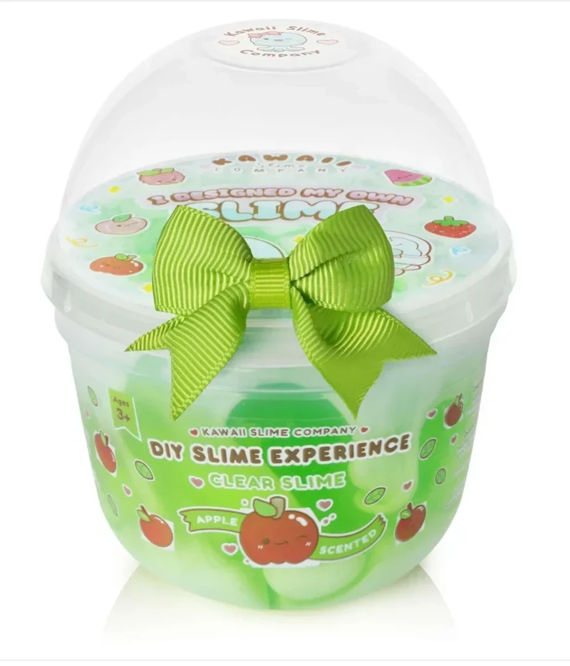 Kawaii Boba Green Apple Clear Slime Toy