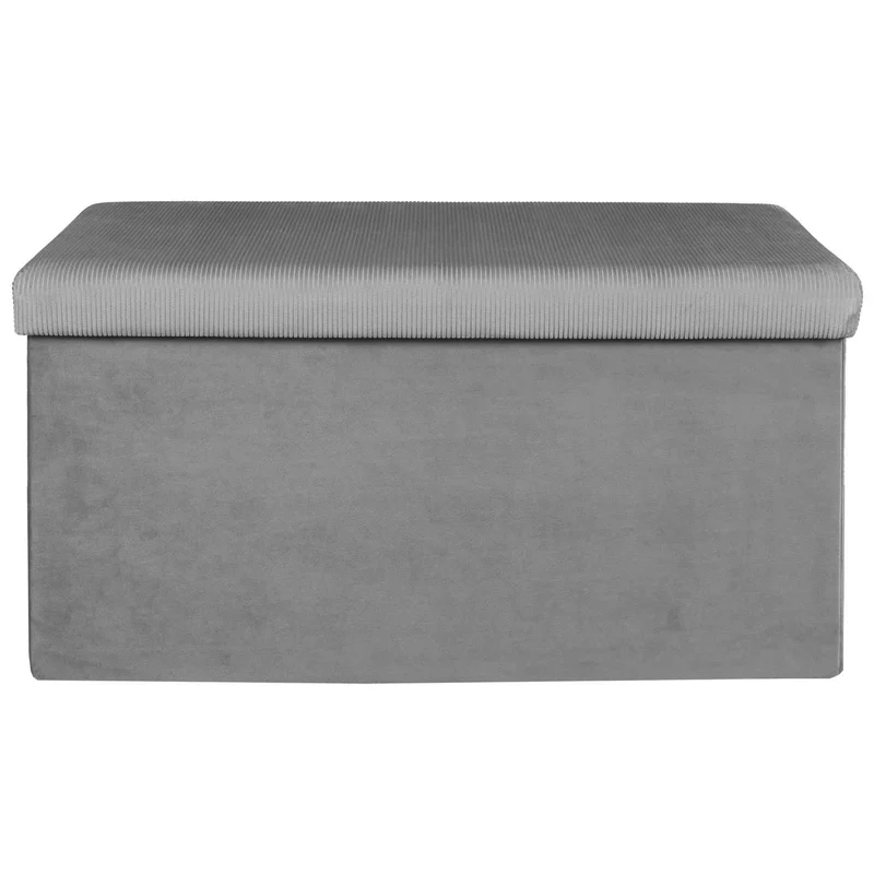 COFFRE BANC PLIABLE VELOURS COTELE GIULIA GRIS
