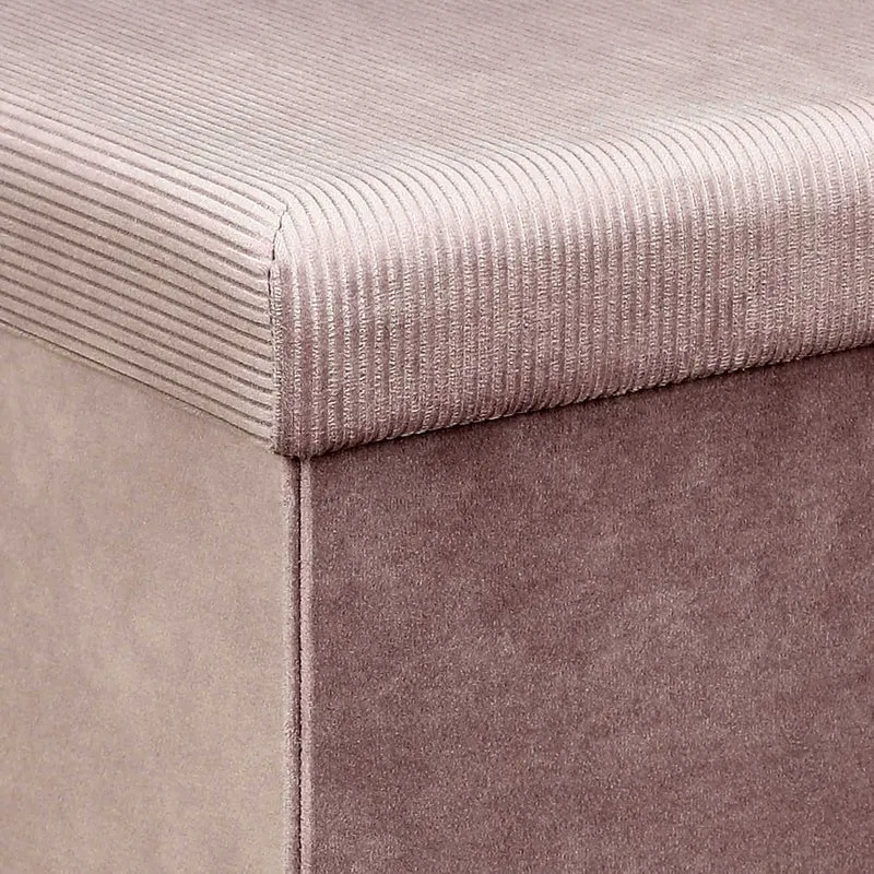 COFFRE POUF PLIABLE VELOURS COTELE GIULIA ROSE
