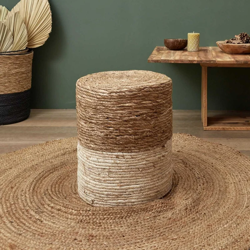POUF TRESSE BEIGE