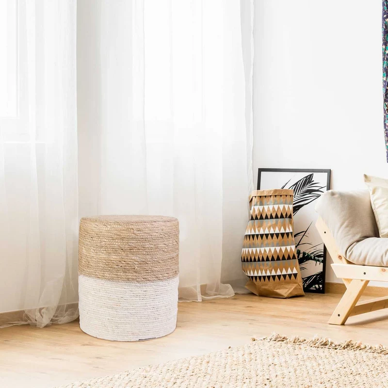 POUF TRESSE BEIGE